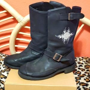 Harley-Davidson Men's 10 Black Logger Conduct Leather Motorcycle Boots